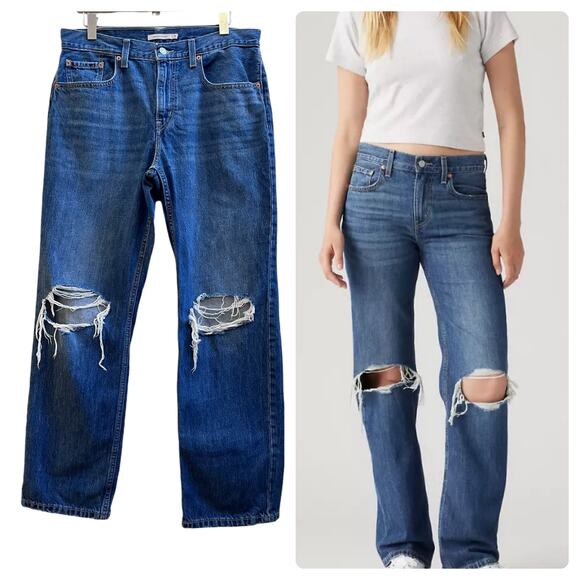 Levi’s Women’s Cotton Low Pro Busted Knees Jeans Size 31 Style A09640006 - Picture 1 of 13
